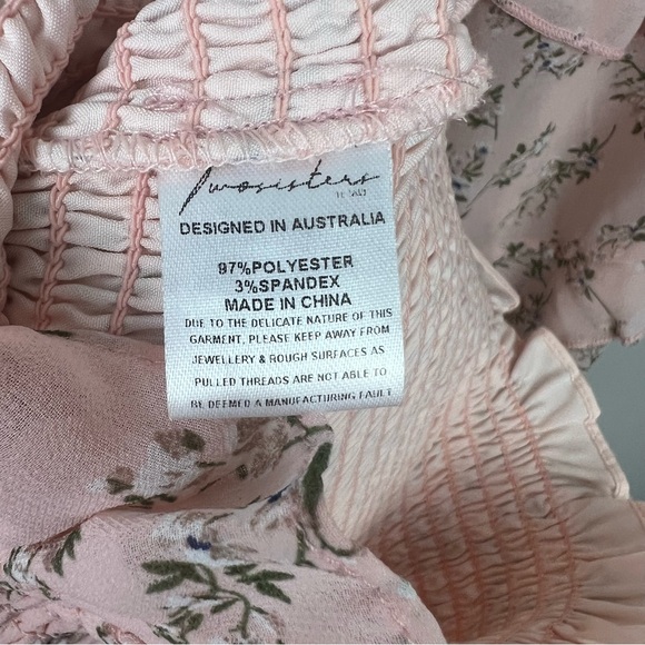 Two Sisters Label Midi Dress Shirred Stretch Bodycon Pink Floral Cocktail Size 8 - Picture 11 of 13